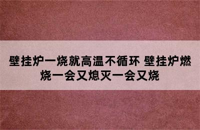 壁挂炉一烧就高温不循环 壁挂炉燃烧一会又熄灭一会又烧